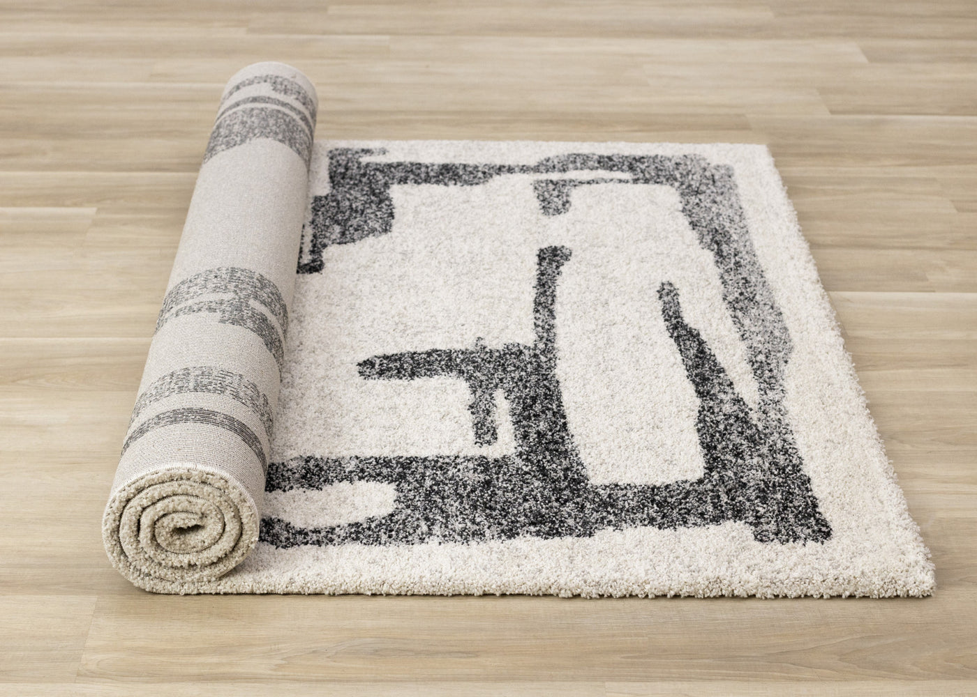 Marquee Modern Abstract Area Rug - Cream Black - 5' X 8'