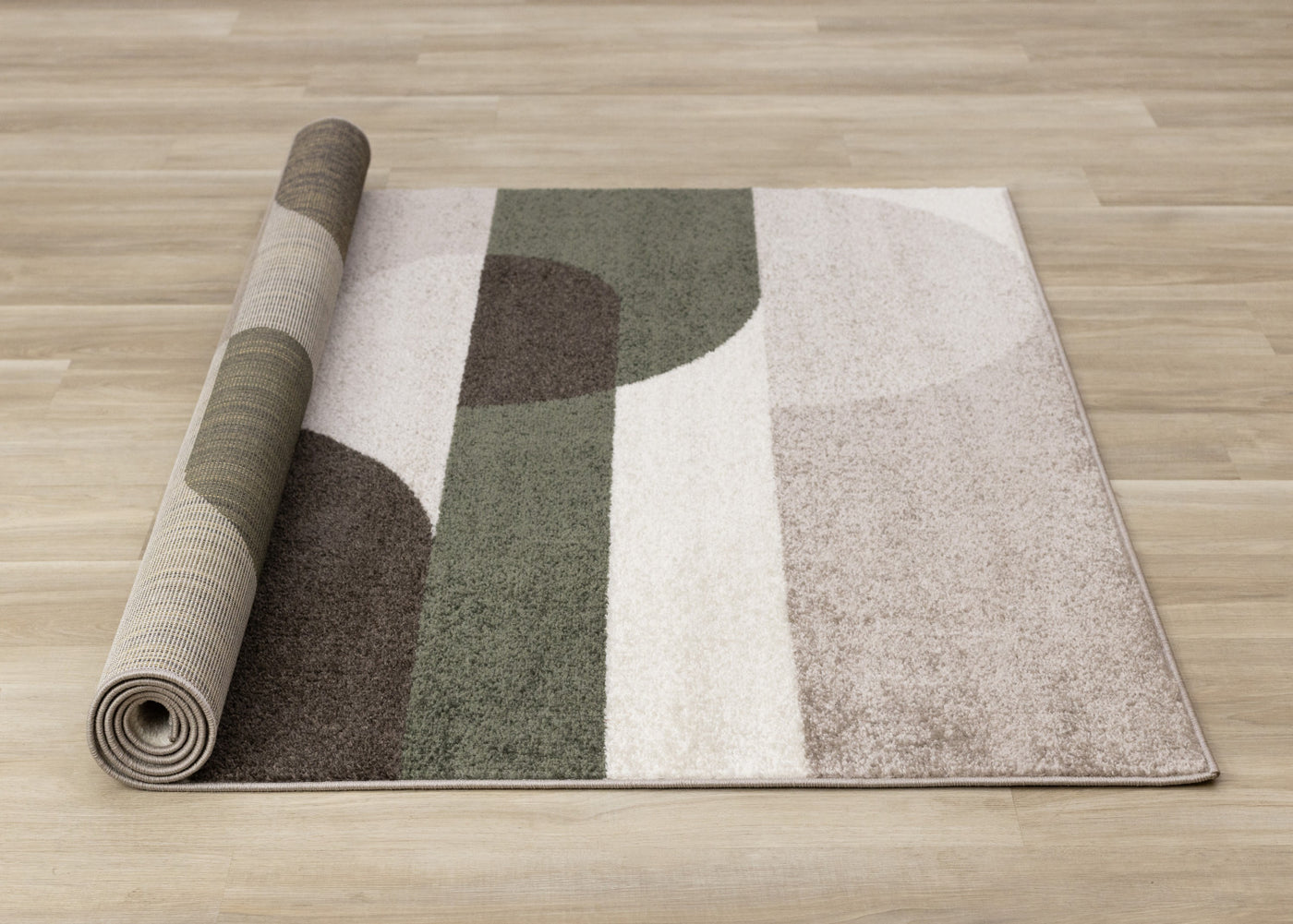 Maui Contemporary Geometric Area Rug - Cream Green - 5' X 8'
