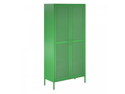 Channing Tall 2 Door Storage Cabinet with Mesh Metal - Kelly Green