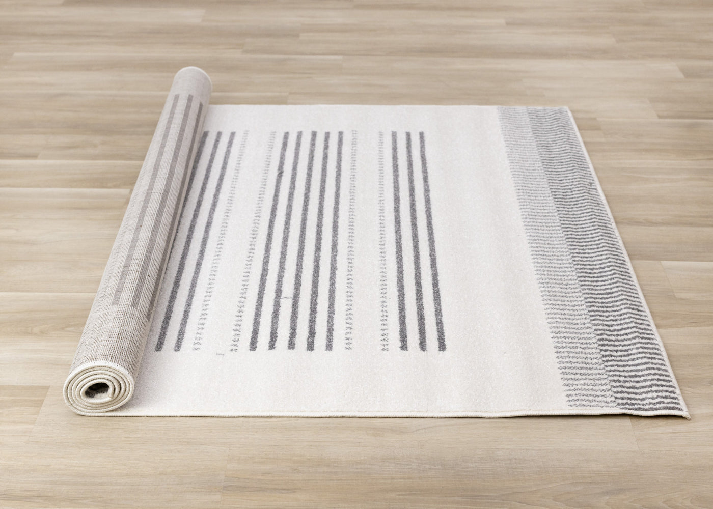 Claremont Sleek Modern Lines Area Rug - White Grey - 7' X 10'