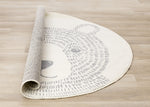 Kids Teddy Bear Area Rug - Cream Grey - 5' X 5' Round