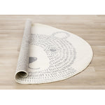 Kids Teddy Bear Area Rug - Cream Grey - 5' X 5' Round