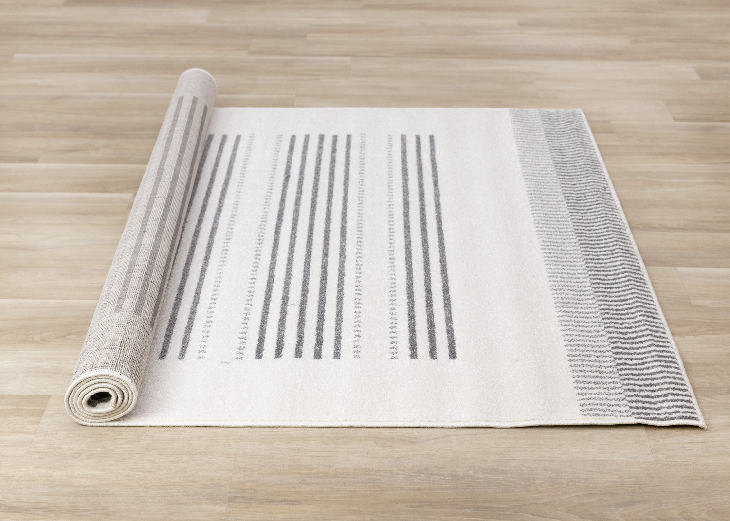 Claremont Sleek Modern Lines Area Rug - White Grey - 8' X 11'