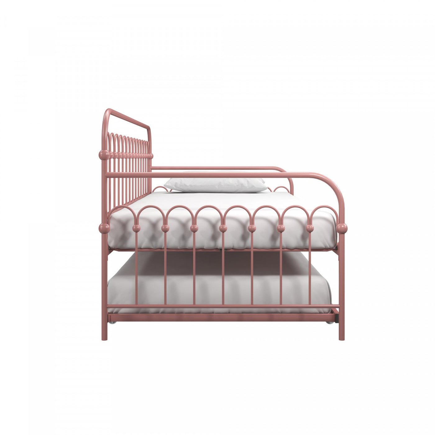 Novogratz Bright Pop Metal Twin Daybed with Trundle - Dusty Rose