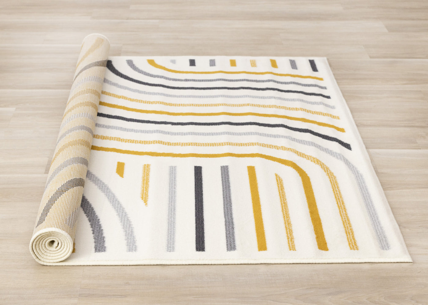 Functional Modern Curves Area Rug - Cream Yellow - 7' X 10'