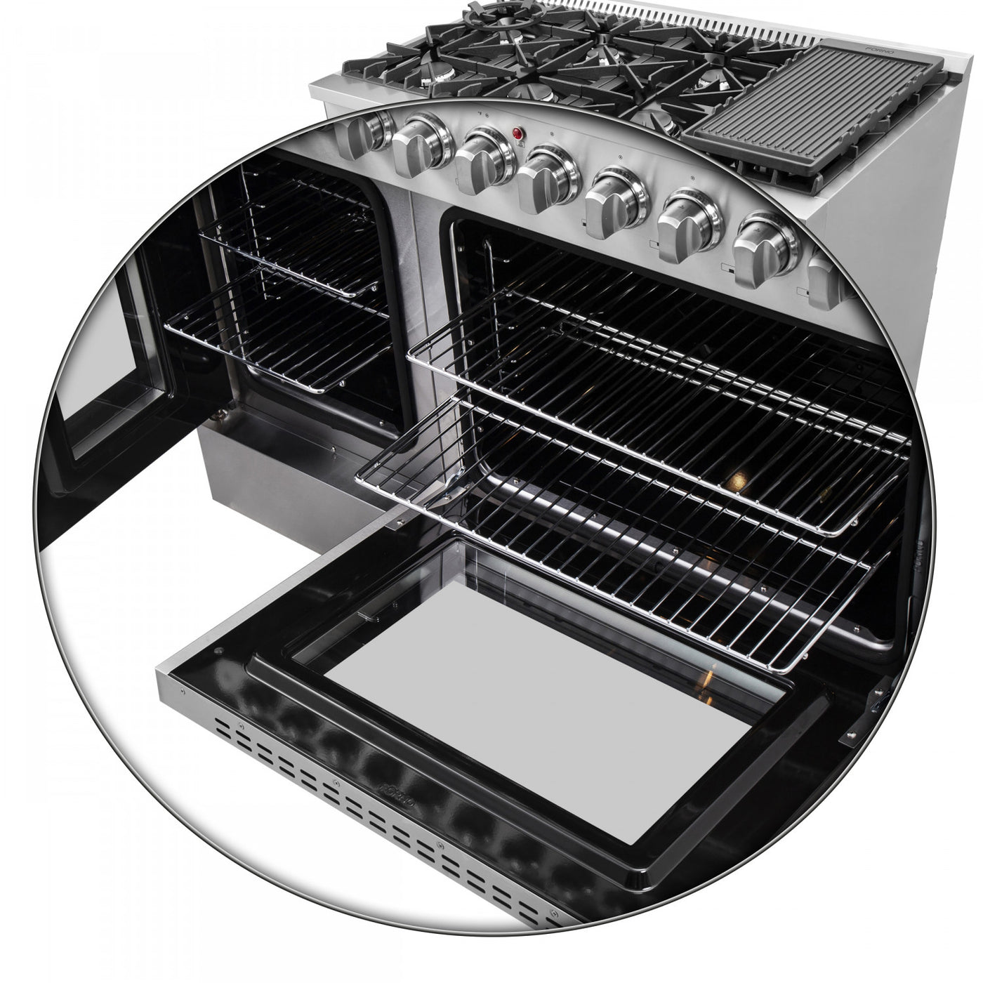 Forno Galiano 48" Stainless Steel French Door Freestanding Dual Fuel Double Oven Range (6.58 Cu. Ft.) - FFSGS6356-48