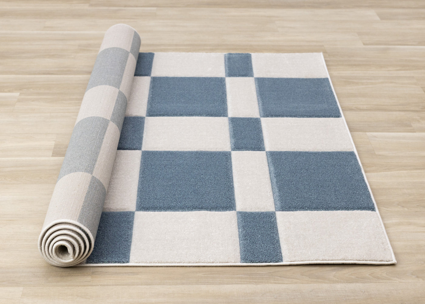Finley Modern Geometric Area Rug - Blue White - 5' X 8'