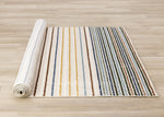 Nora Casual Contemporary Striped Area Rug - Cream Blue Yellow - 5' X 8'