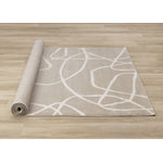 Logan Contemporary Swirls Area Rug - Beige Cream - 7' X 10'