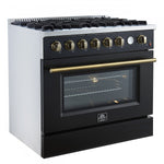 Forno Marco 36" Black Freestanding Gas Range (5.36 Cu. Ft.) - FFSGS6277-36BLK