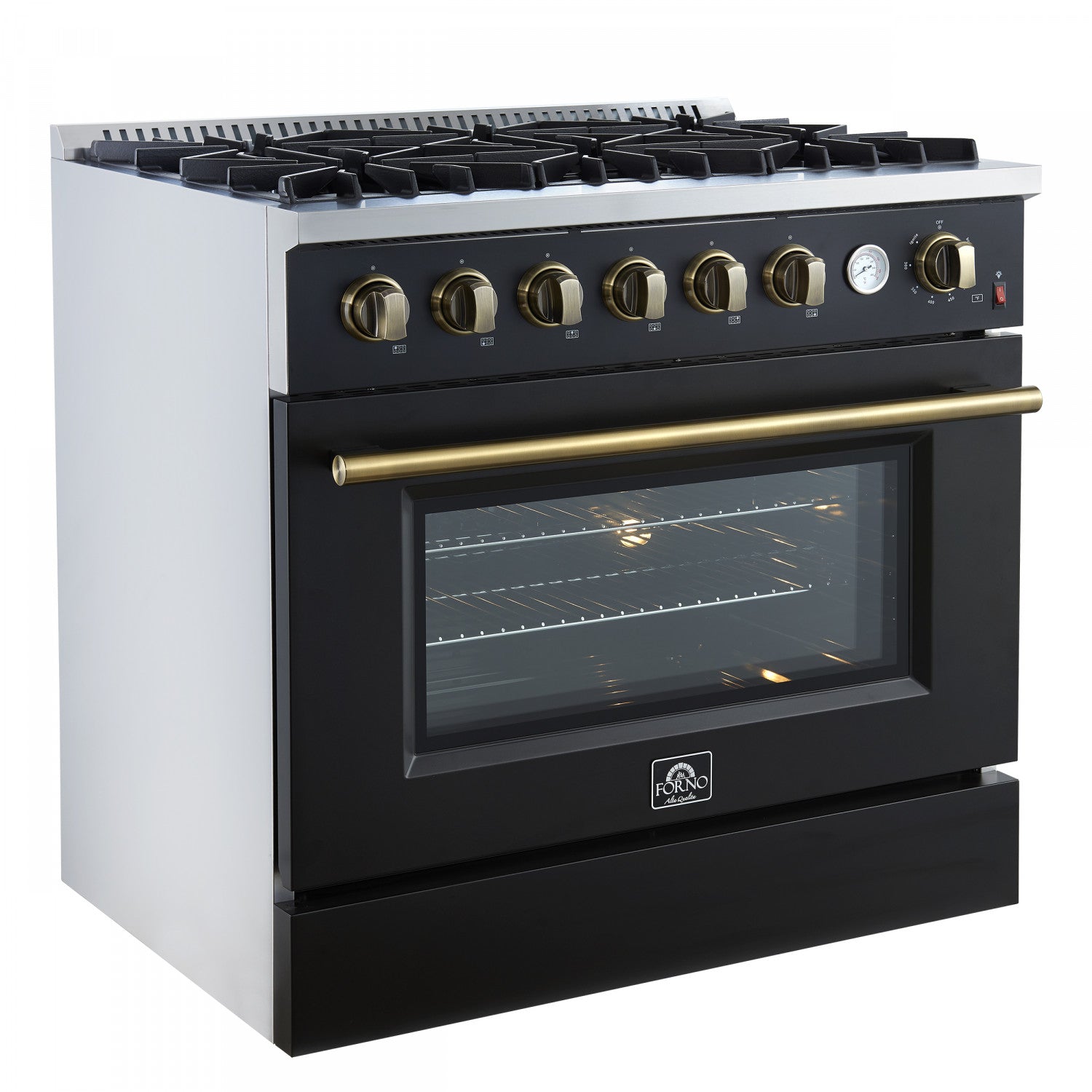 Forno Marco 36" Black Freestanding Gas Range (5.36 Cu. Ft.) - FFSGS6277-36BLK