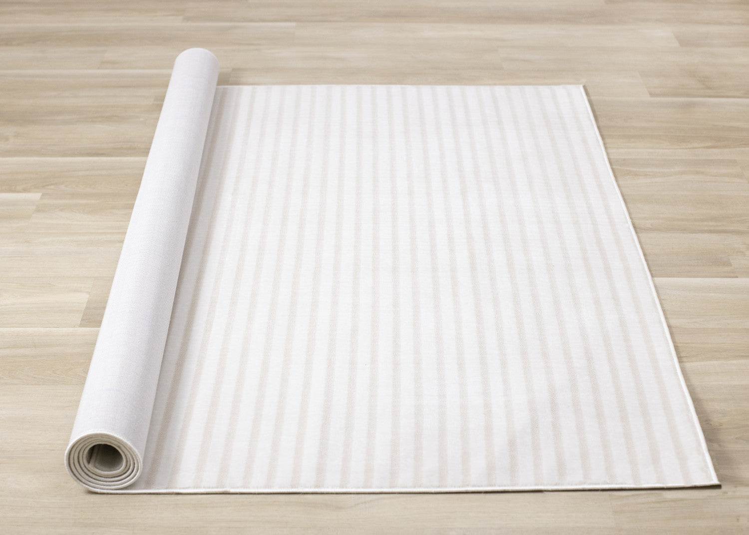 Machine Washable Modern Stripes Area Rug - Cream Beige - 5' X 8'