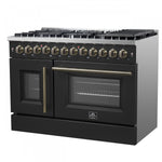 Forno Galiano 48" Black French Door Freestanding Dual Fuel Double Oven Range (6.58 Cu. Ft.) - FFSGS6356-48BLK