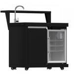 Forno All'Aperto Black Countertop Outdoor Kitchen with 74,600 BTU BBQ, Pizza Oven and Bar Module - FODKT2551BLK