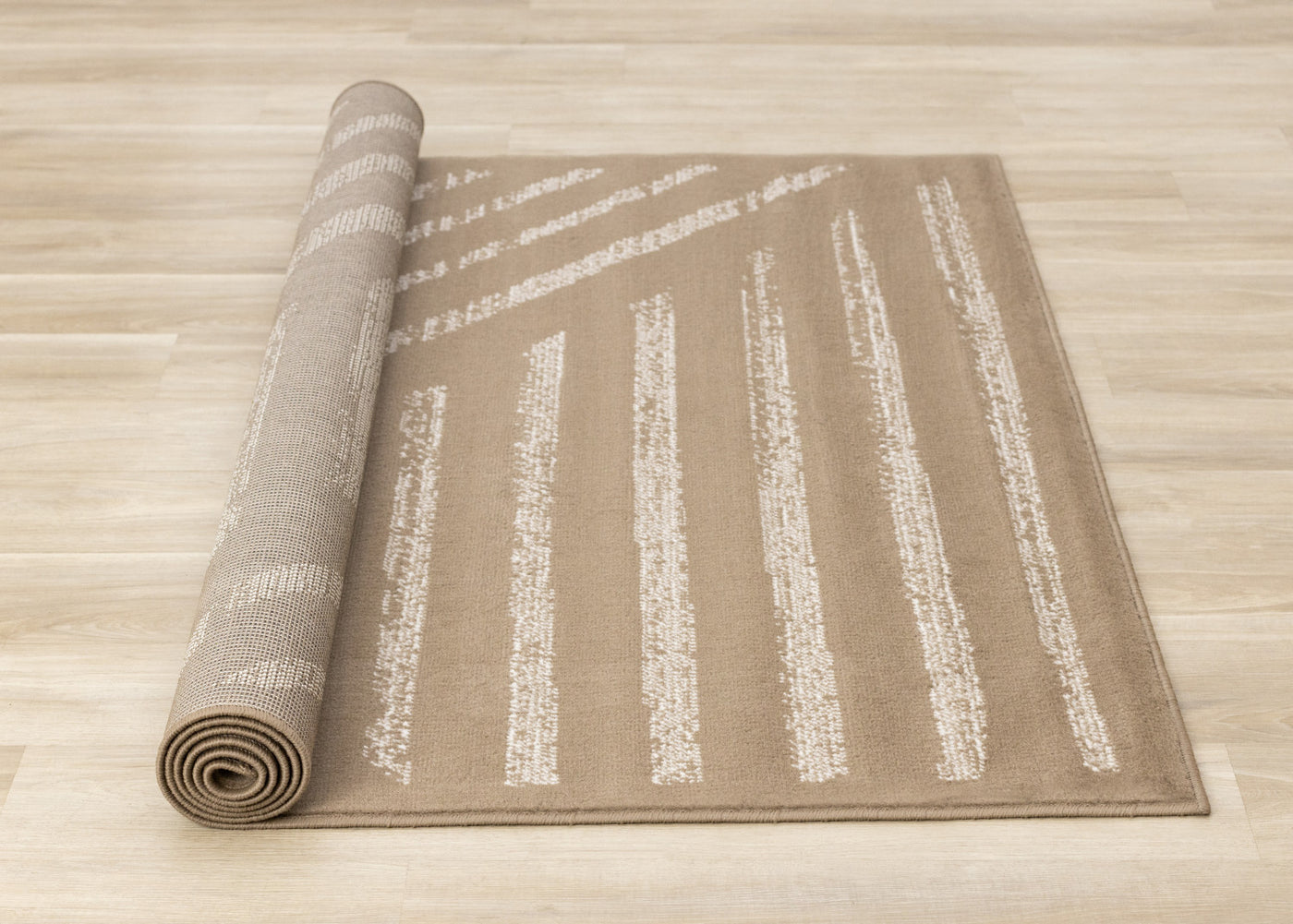 Functional Contemporary Lines Area Rug - Brown Cream - 8' X 11'