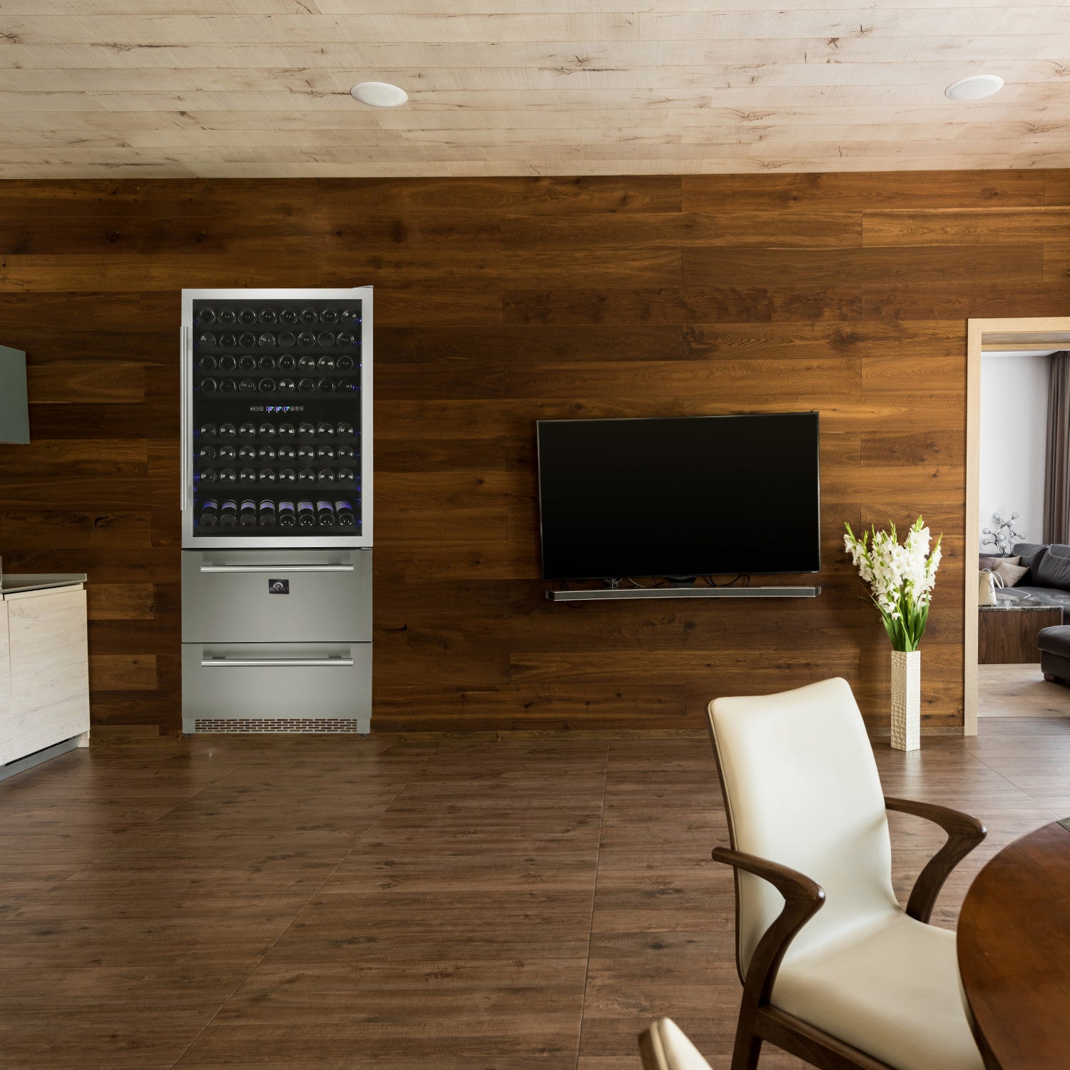 Forno Capraia 30" Stainless Steel 144 Bottle Dual Zone Wine Cooler with Two Beverage Drawers - FWCDR6661-30S