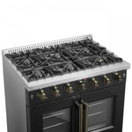 Forno Galiano 36" Black French Door Freestanding Gas Range (5.36 Cu. Ft.) - FFSGS6444-36BLK