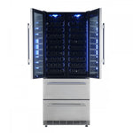 Forno Campania 32" Stainless Steel 120 Bottle Dual Wine Cooler with Two Beverage Drawers (17.7 Cu. Ft.) - FWCDR6635-32S