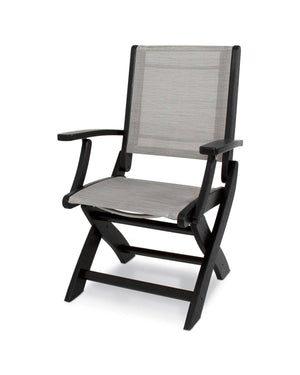 POLYWOOD® Coastal Folding Chair - Textured Black /Metallic