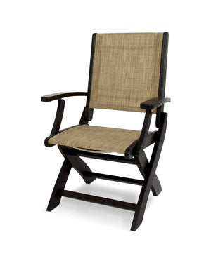 POLYWOOD® Coastal Folding Chair - Textured Black/Burlap