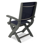 POLYWOOD® Coastal Folding Chair - Textured Silver/Slate Grey /Nay Blue