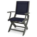 POLYWOOD® Coastal Folding Chair - Textured Silver/Slate Grey /Nay Blue