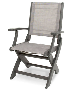 POLYWOOD® Coastal Folding Chair - Textured Silver/Slate Grey /Metallic