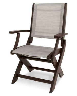 POLYWOOD® Coastal Folding Chair - Satin Mahogany/Mahogany/Metallic