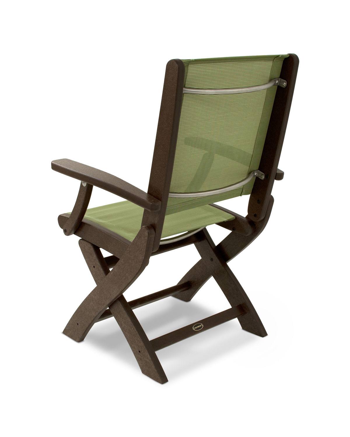 POLYWOOD® Coastal Folding Chair - Satin Mahogany/Mahogany/Kiwi