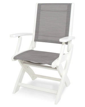 POLYWOOD® Coastal Folding Chair - White/Metallic