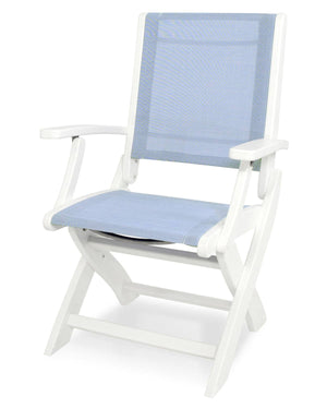 POLYWOOD® Coastal Folding Chair - White/Pool Side