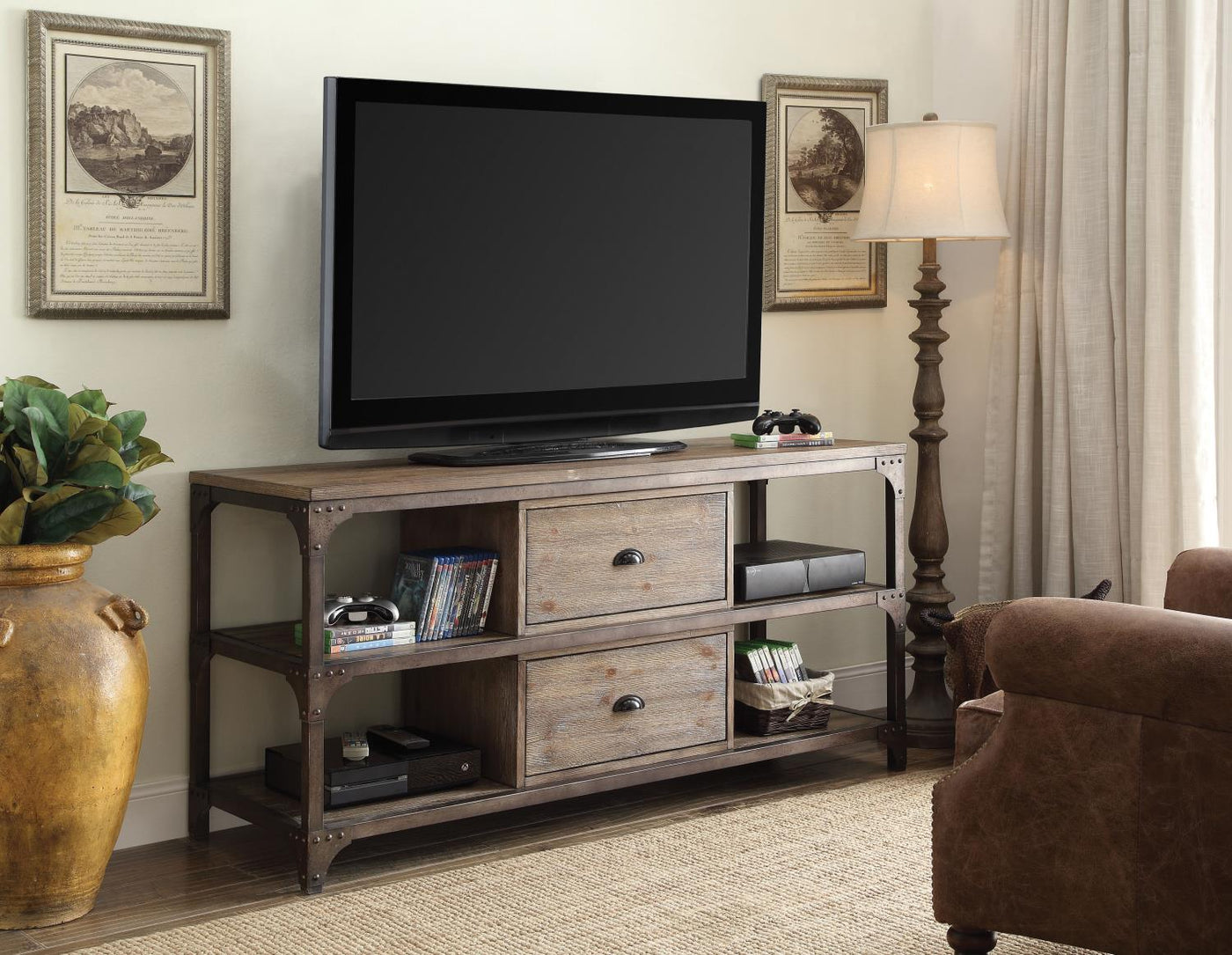 Flater TV Stand - Weathered Oak