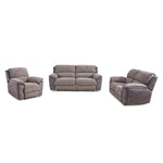 Vandelay Reclining Sofa, Loveseat and Chair Set - Grey and Brown