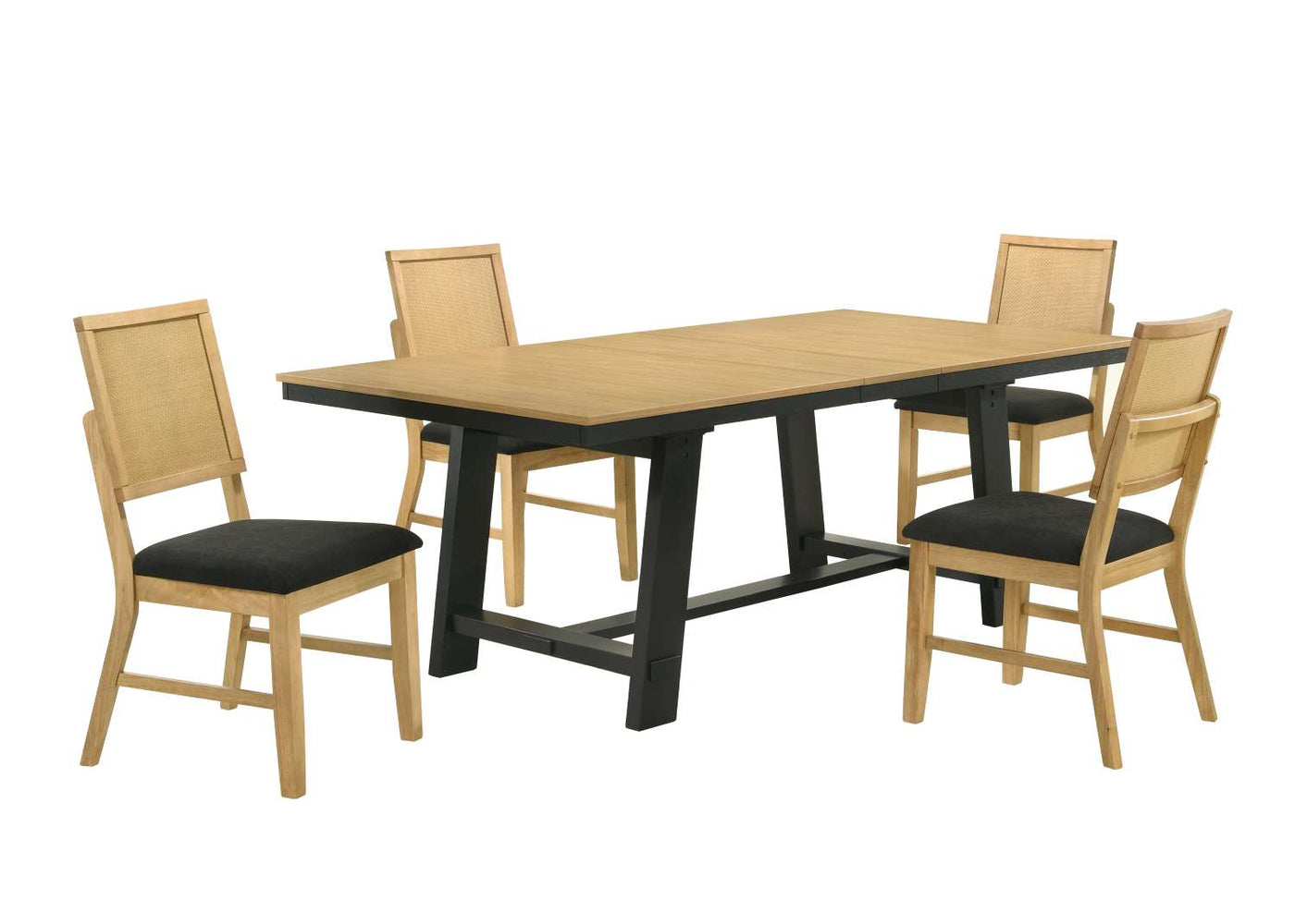 Madelyn 5-Piece Dining Set - Natural Pine, Black