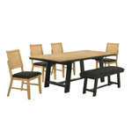 Madelyn 6-Piece Dining Set - Natural Pine, Black