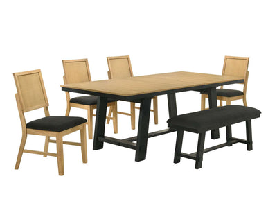 Madelyn 6-Piece Extendable Dining Set - Natural Pine, Black