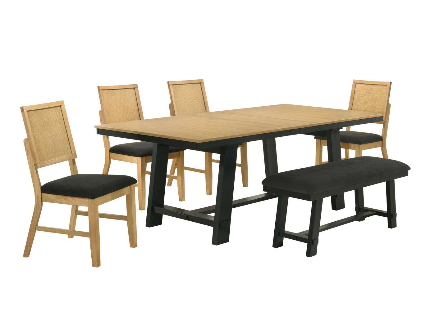 Madelyn 6-Piece Dining Set - Natural Pine, Black