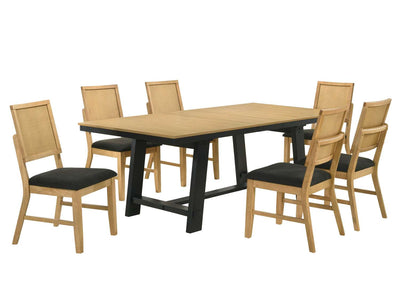 Madelyn 7-Piece Extendable Dining Set - Natural Pine, Black