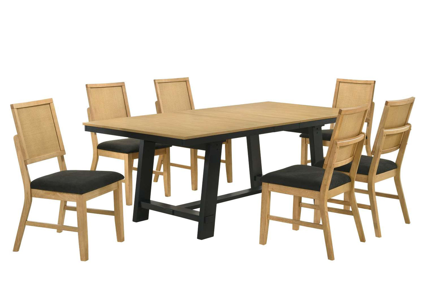 Madelyn 7-Piece Dining Set - Natural Pine, Black