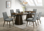 Mikael 7-Piece Oval Dining Set - Grey, Weathered Oak