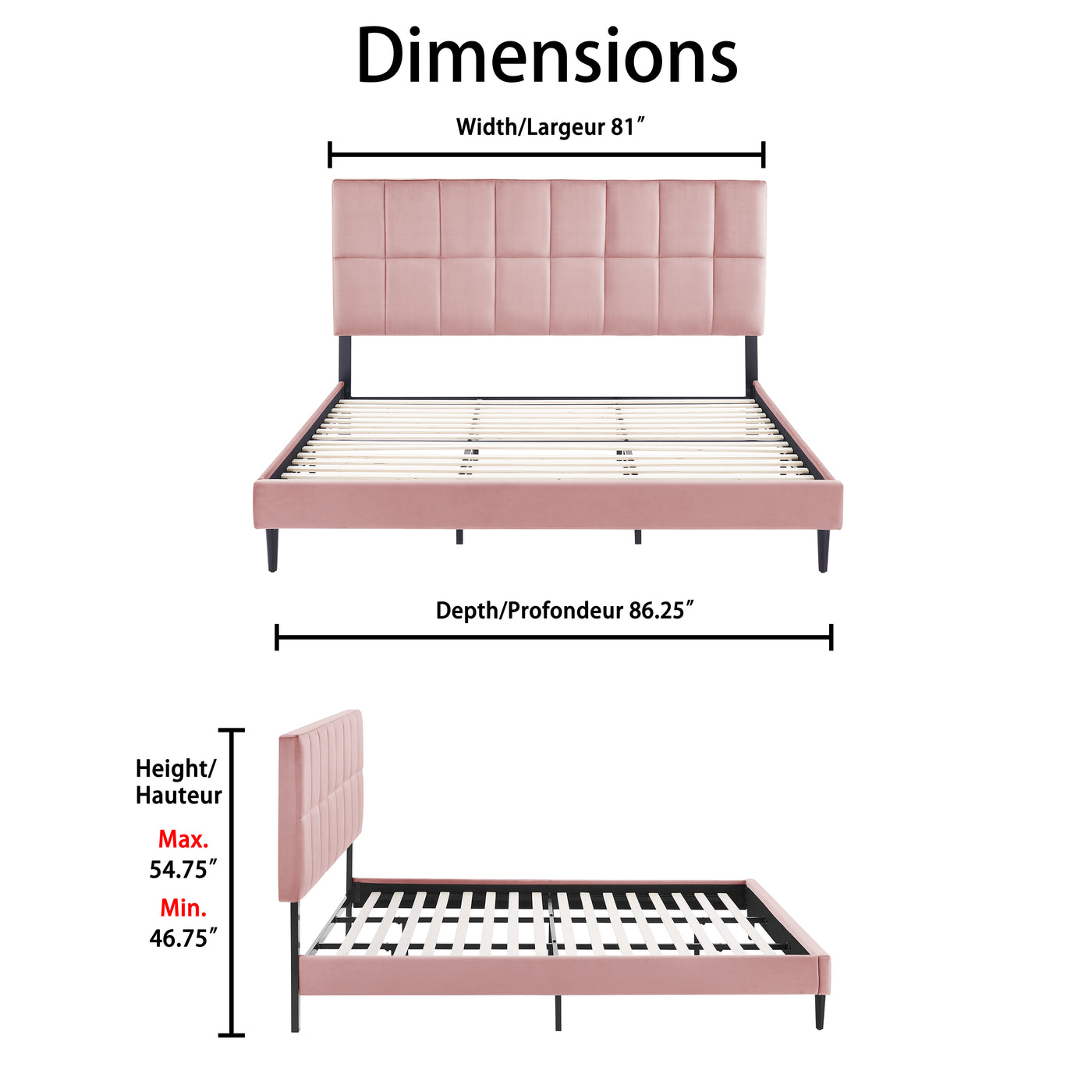 Sasha 3-Piece King Bed - Pink