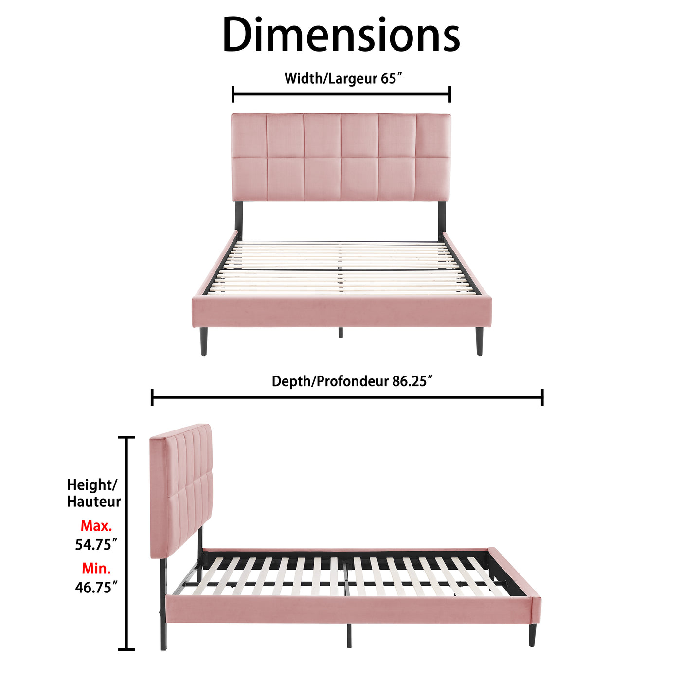 Sasha 3-Piece Queen Bed - Pink