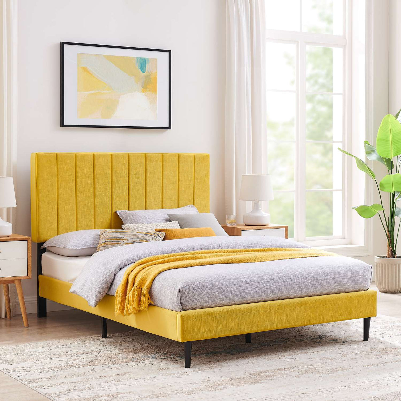 Kalina 3-Piece Queen Bed - Mustard
