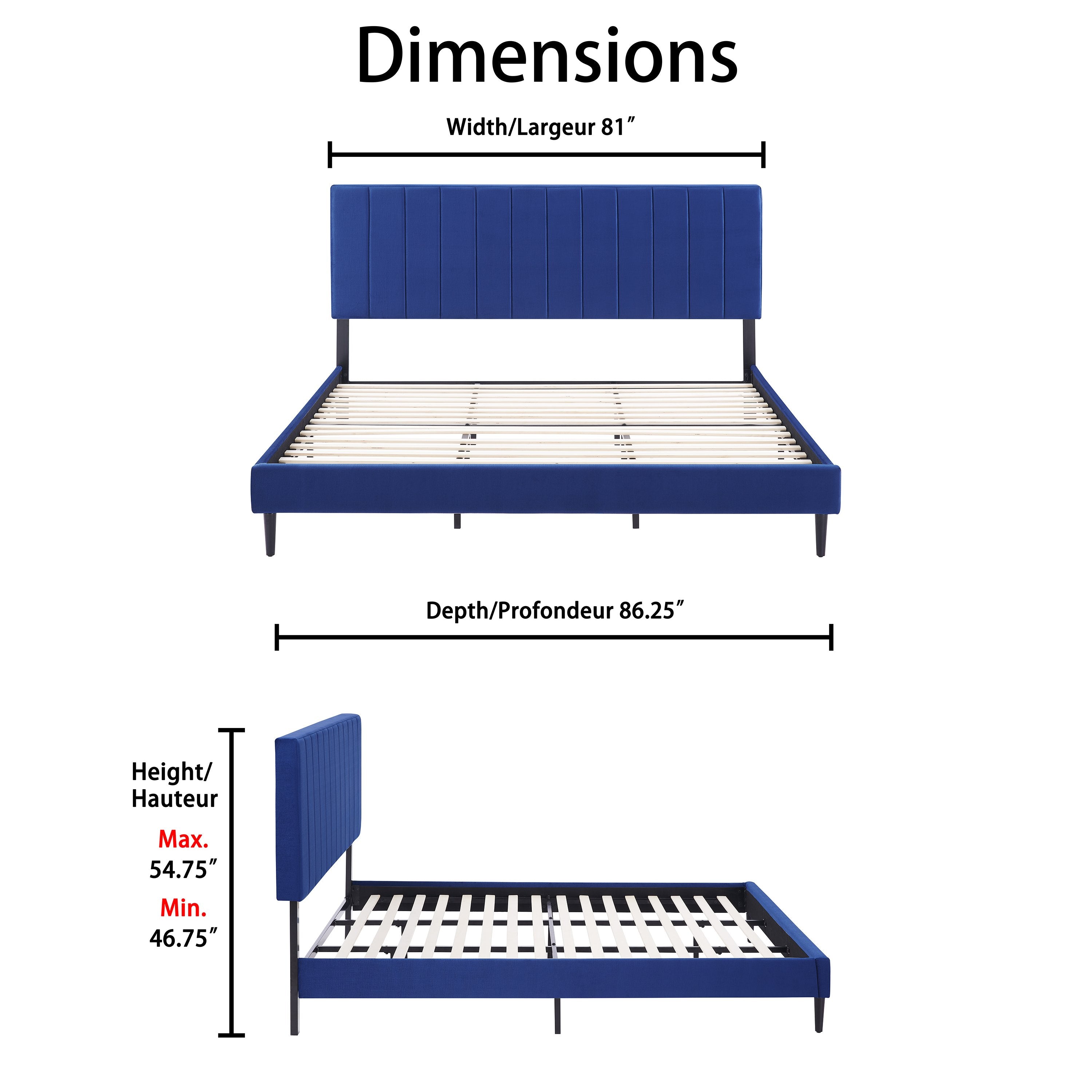 Kalina 3-Piece King Bed - Blue