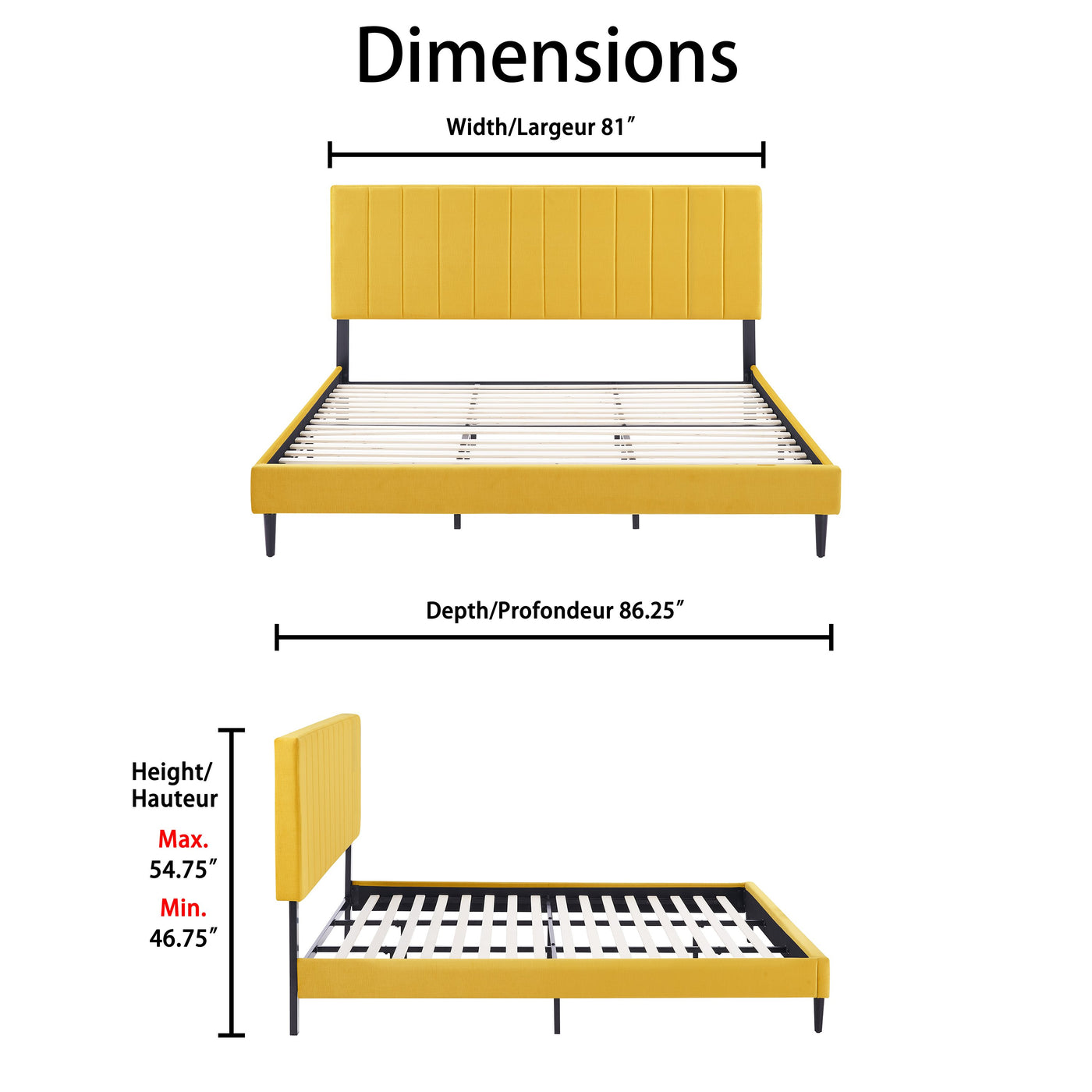 Kalina 3-Piece King Bed - Mustard