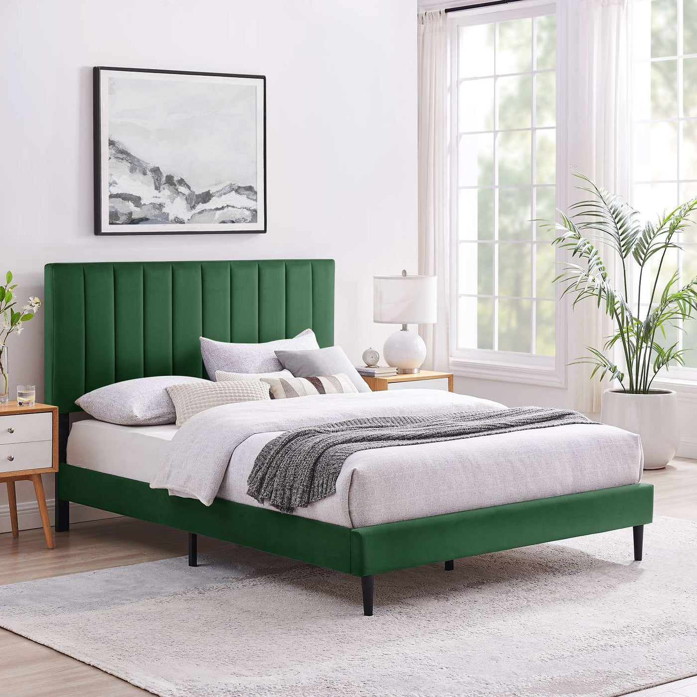 Kalina 3-Piece Queen Bed - Forest Green