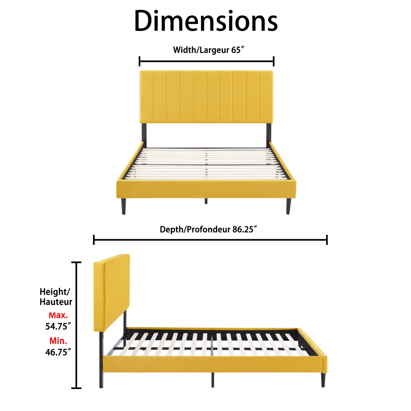 Kalina 3-Piece Queen Bed - Mustard