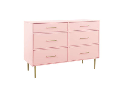 Valerie Glam 6 Drawer Dresser - Light Pink