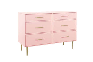 Valerie Glam 6 Drawer Dresser - Light Pink