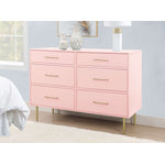 Valerie Glam 6 Drawer Dresser - Light Pink